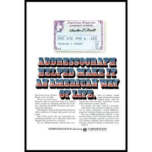1969 Addressograph System American Express Vintage Print Ad American Way Decor